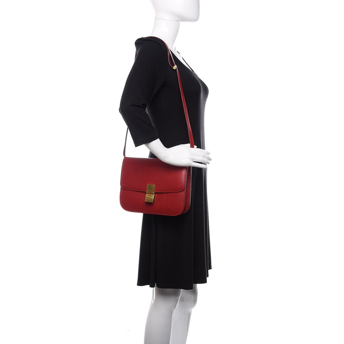 Box Calfskin Medium Classic Box Flap Bag Red