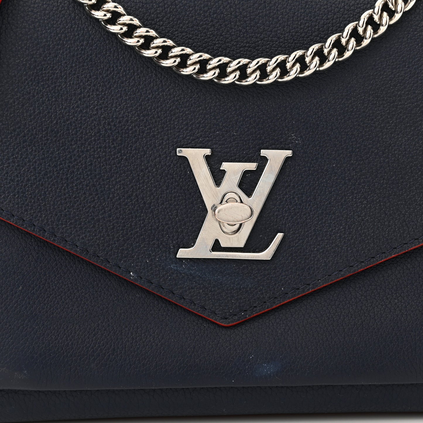Soft Calfskin My Lockme Chain Bag BB Marine Rouge