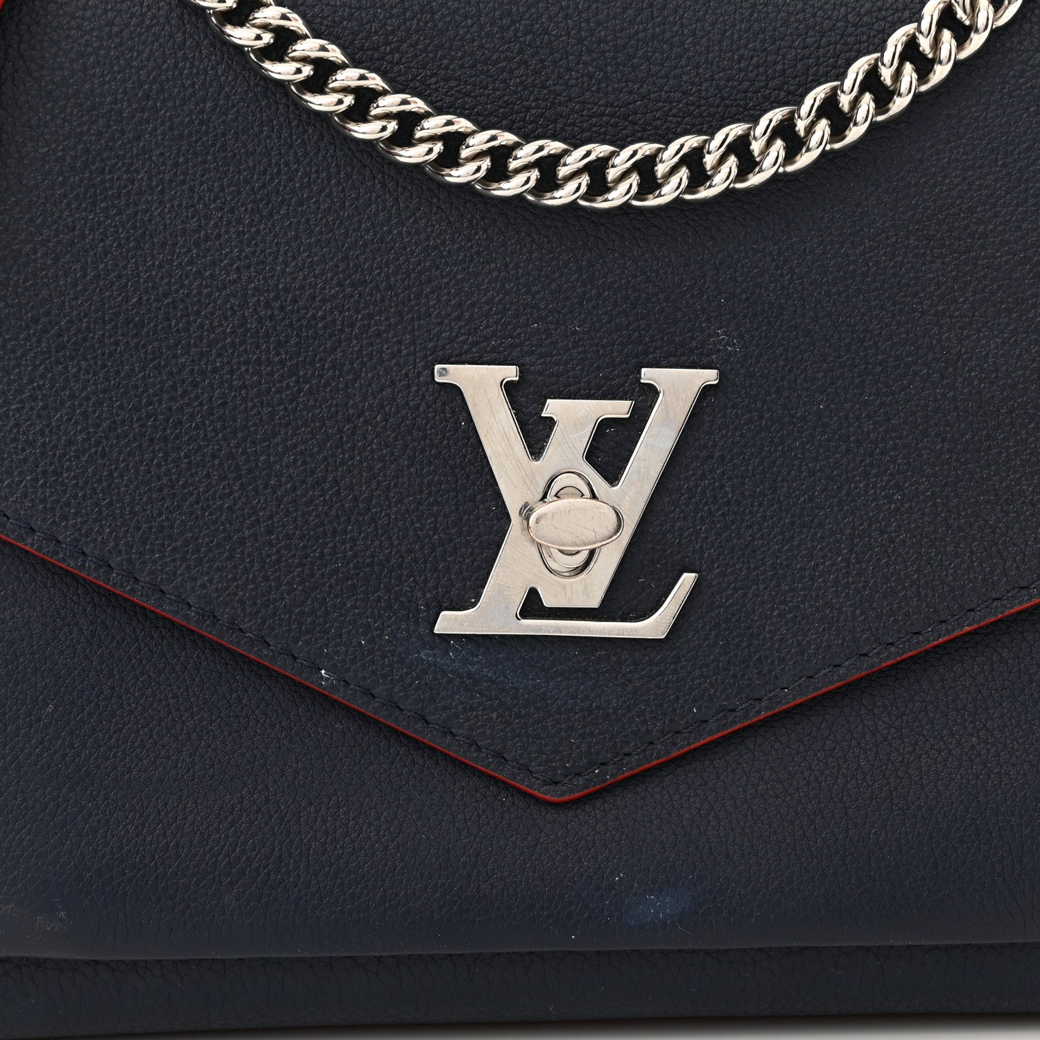 Louis Vuitton Soft Calfskin My Lockme Chain Bag BB Marine Rouge 8 of 12