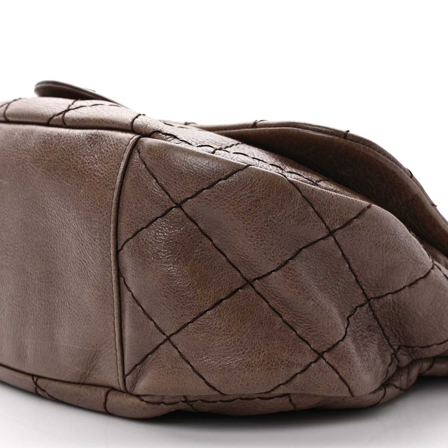 Chanel Glazed Calfskin Stitched XL On The Road Flap Brown 8 of 11