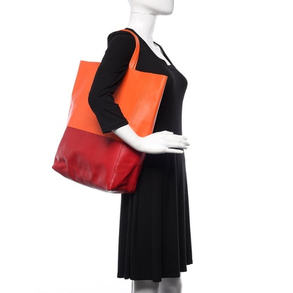 Celine Lambskin Vertical Bi-Cabas Orange Magenta 2 of 11