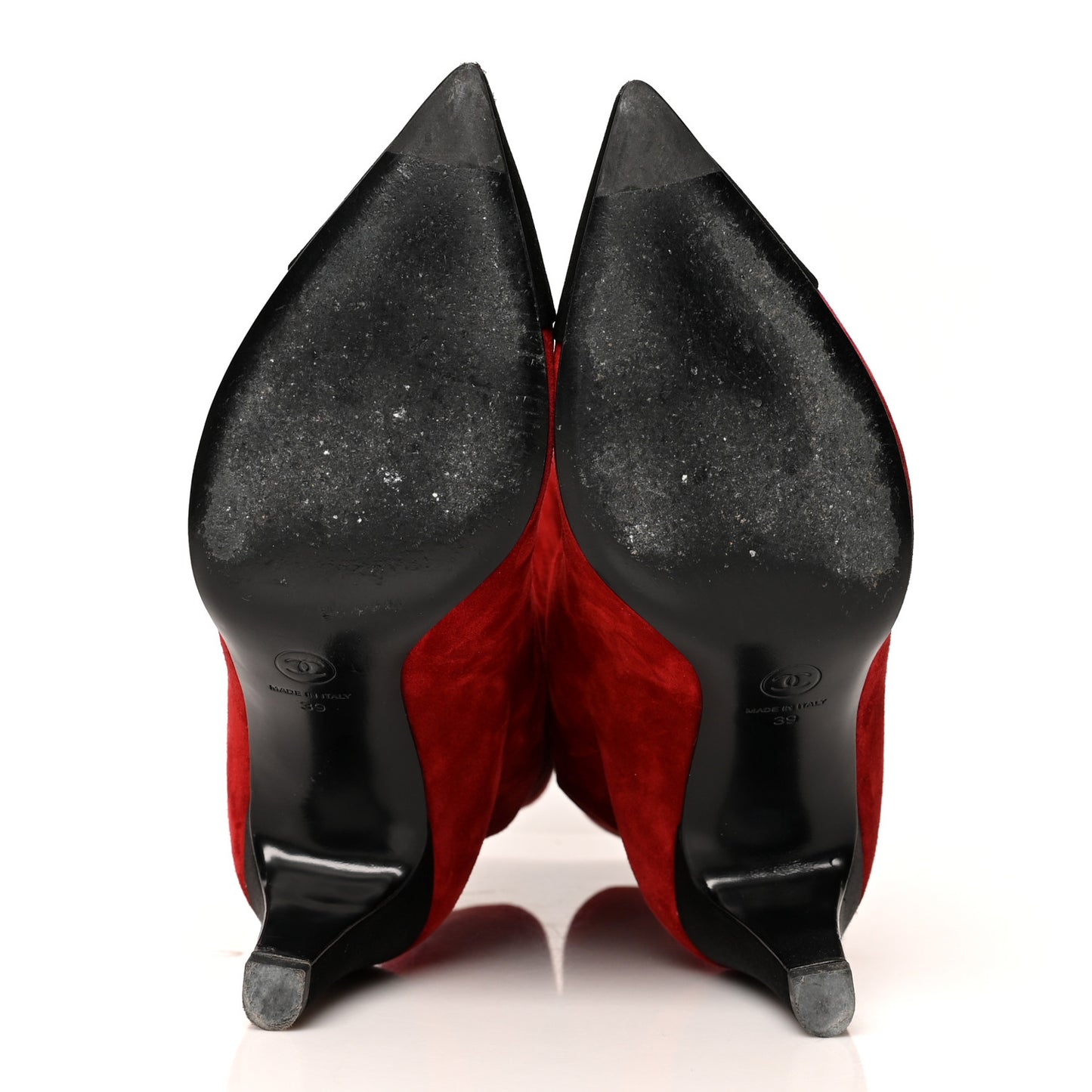 Suede Calfskin Satin Gabrielle Cap Toe Short Boots 39 Red Black