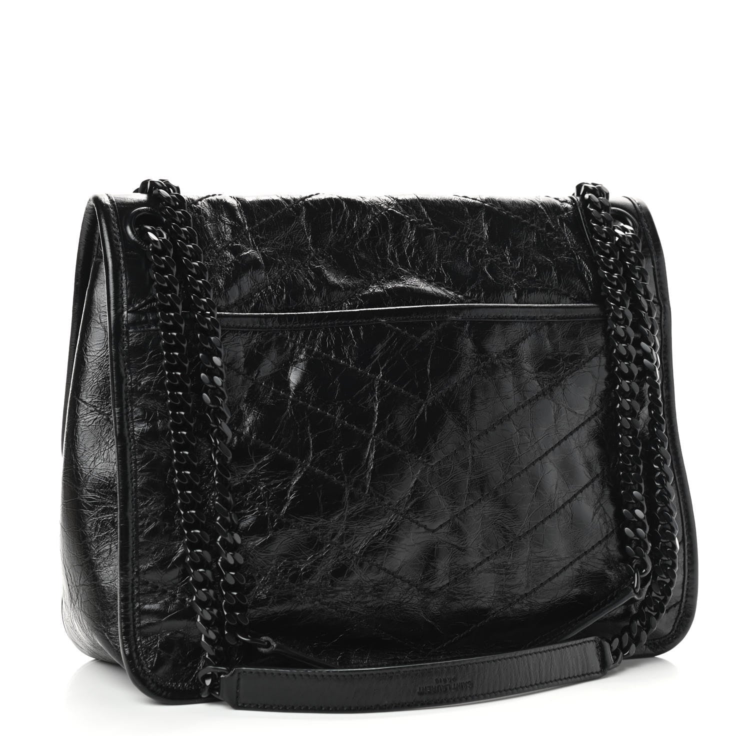 Saint Laurent Crinkled Calfskin Matelasse Monogram Medium Niki Chain Satchel Black 3 of 9