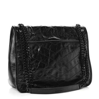 Saint Laurent Crinkled Calfskin Matelasse Monogram Medium Niki Chain Satchel Black 3 of 9