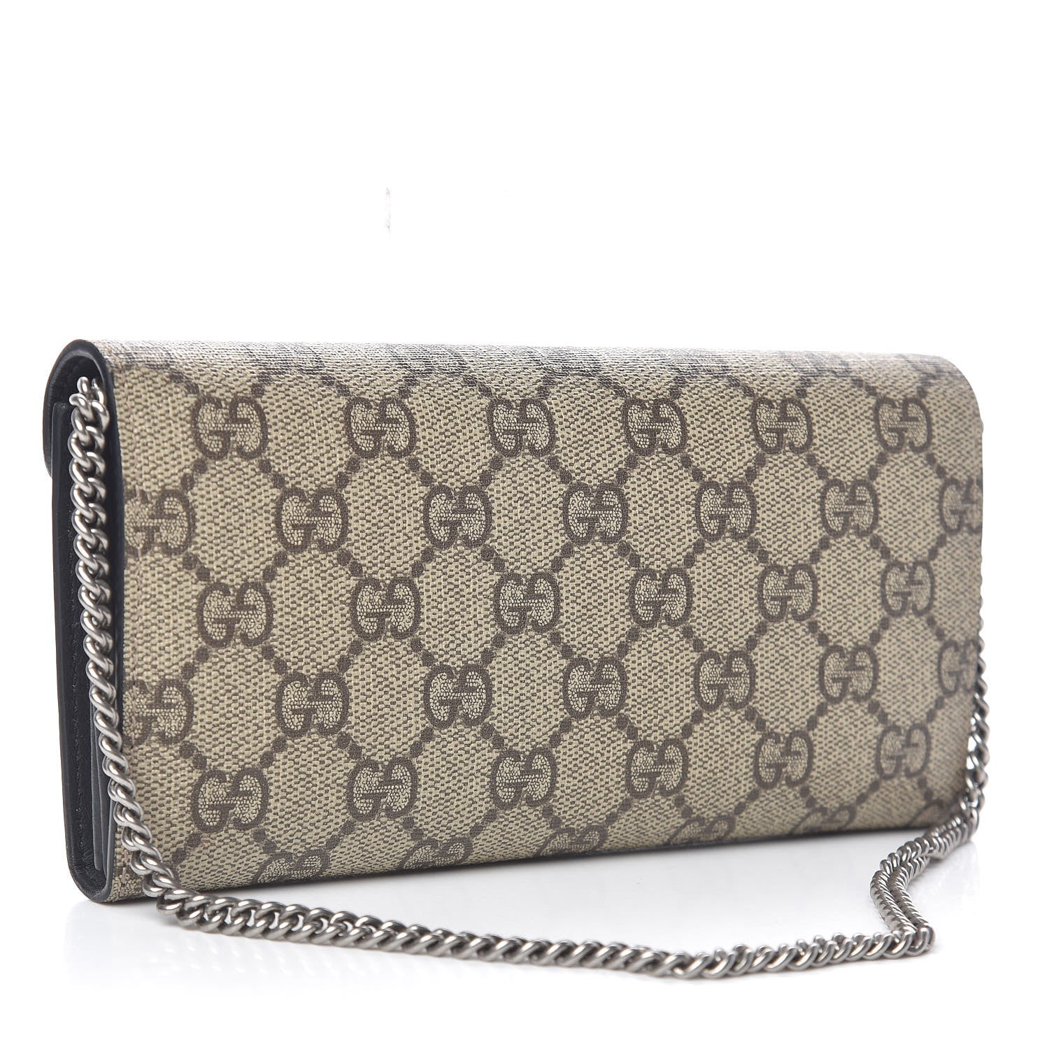 Gucci GG Supreme Monogram Dionysus Chain Clutch Wallet Beige Black 3 of 10