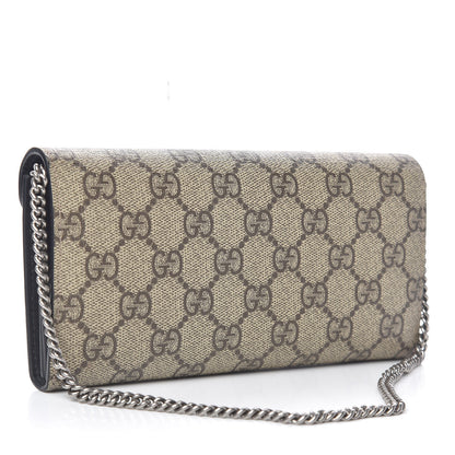 Gucci GG Supreme Monogram Dionysus Chain Clutch Wallet Beige Black 3 of 10