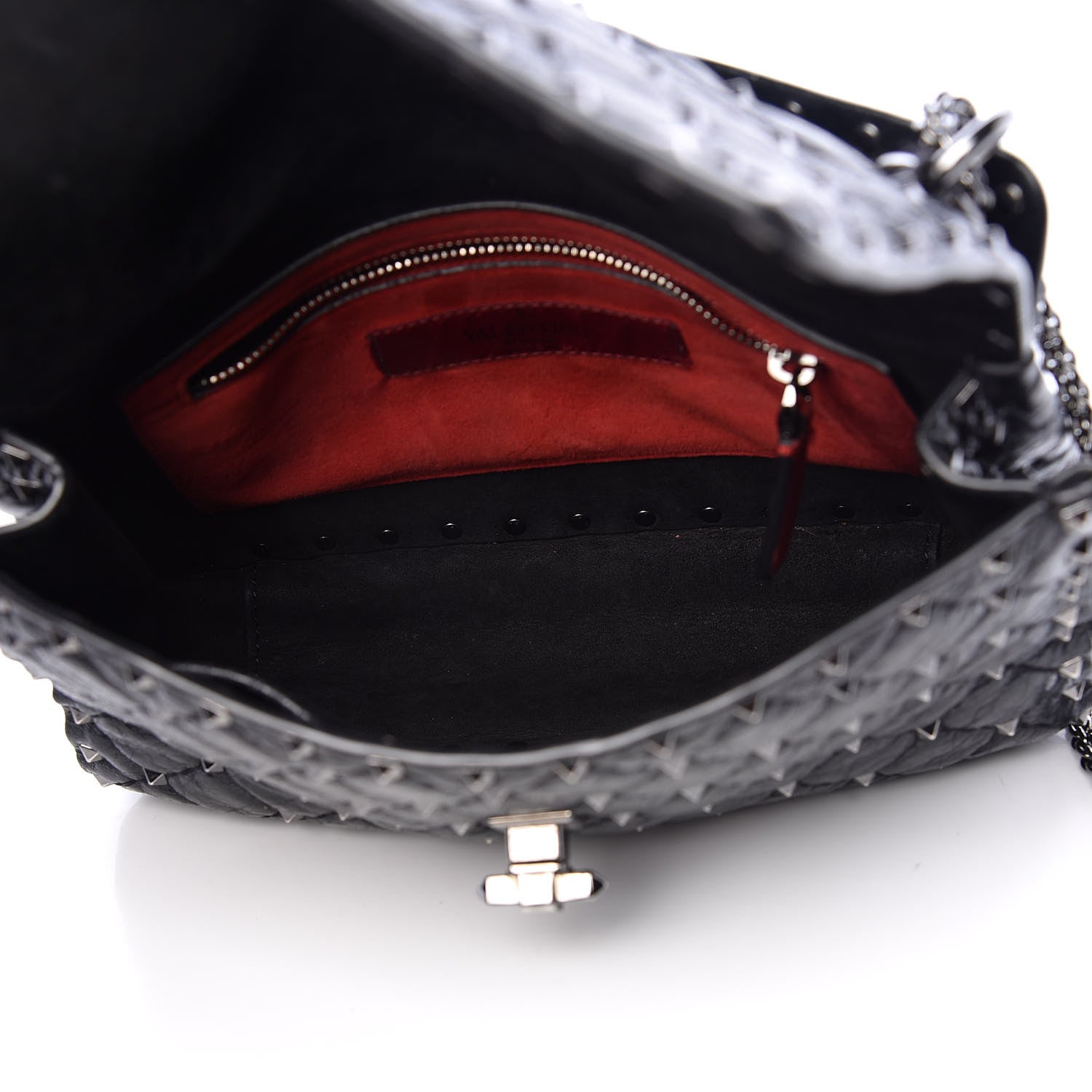 Valentino Garavani Craquele Nappa Medium Rockstud Spike Shoulder Bag Black 5 of 24