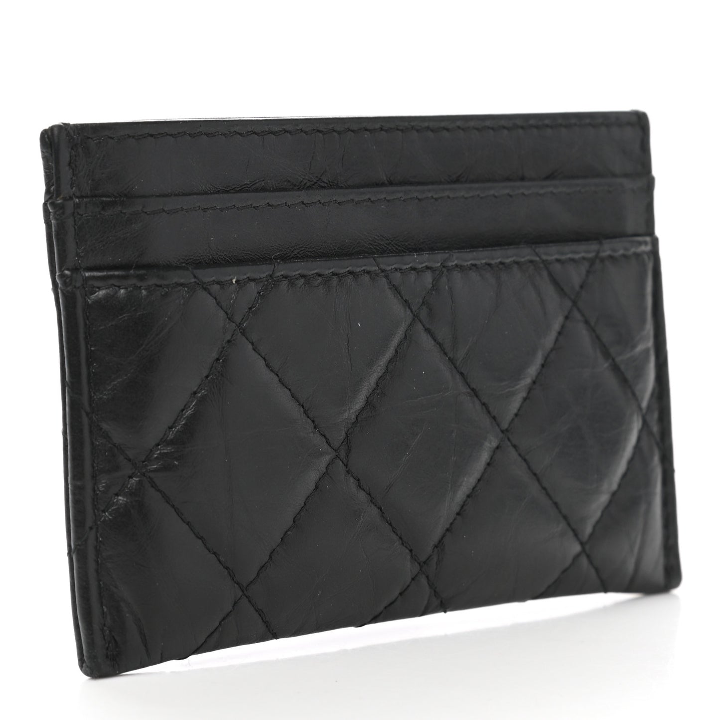 Aged Calfskin Quilted Reissue Card Holder So Black
