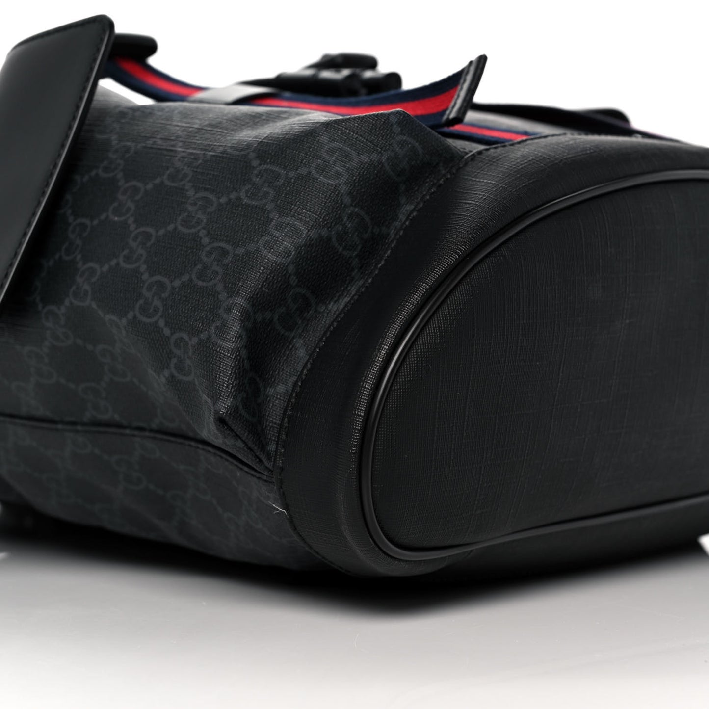 Soft GG Supreme Monogram Appia Calfskin Web Double Buckle Backpack Black