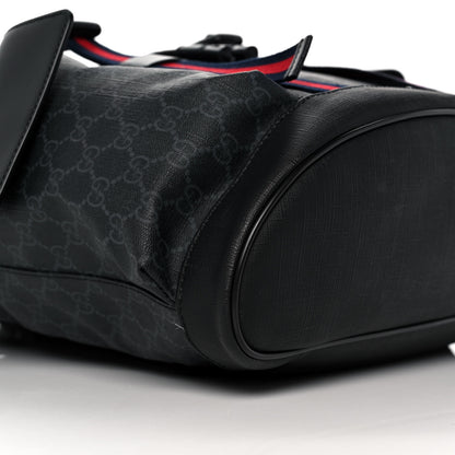 Gucci Soft GG Supreme Monogram Appia Calfskin Web Double Buckle Backpack Black 8 of 9