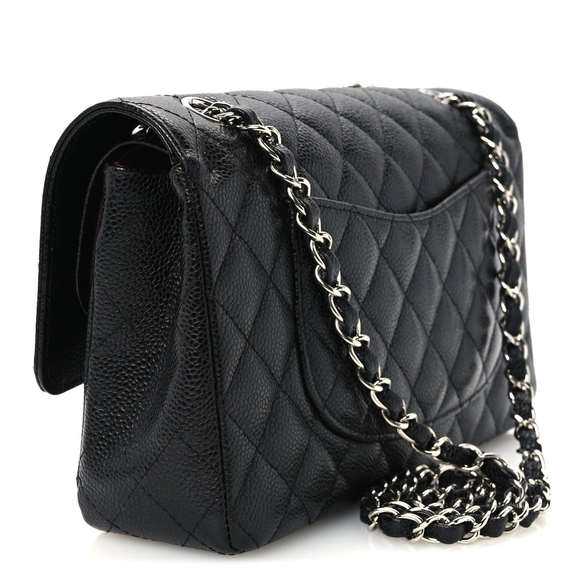 Caviar Quilted Medium Double Flap Black