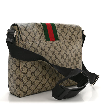 Gucci GG Supreme Monogram Web Flap Messenger Bag Black 4 of 15