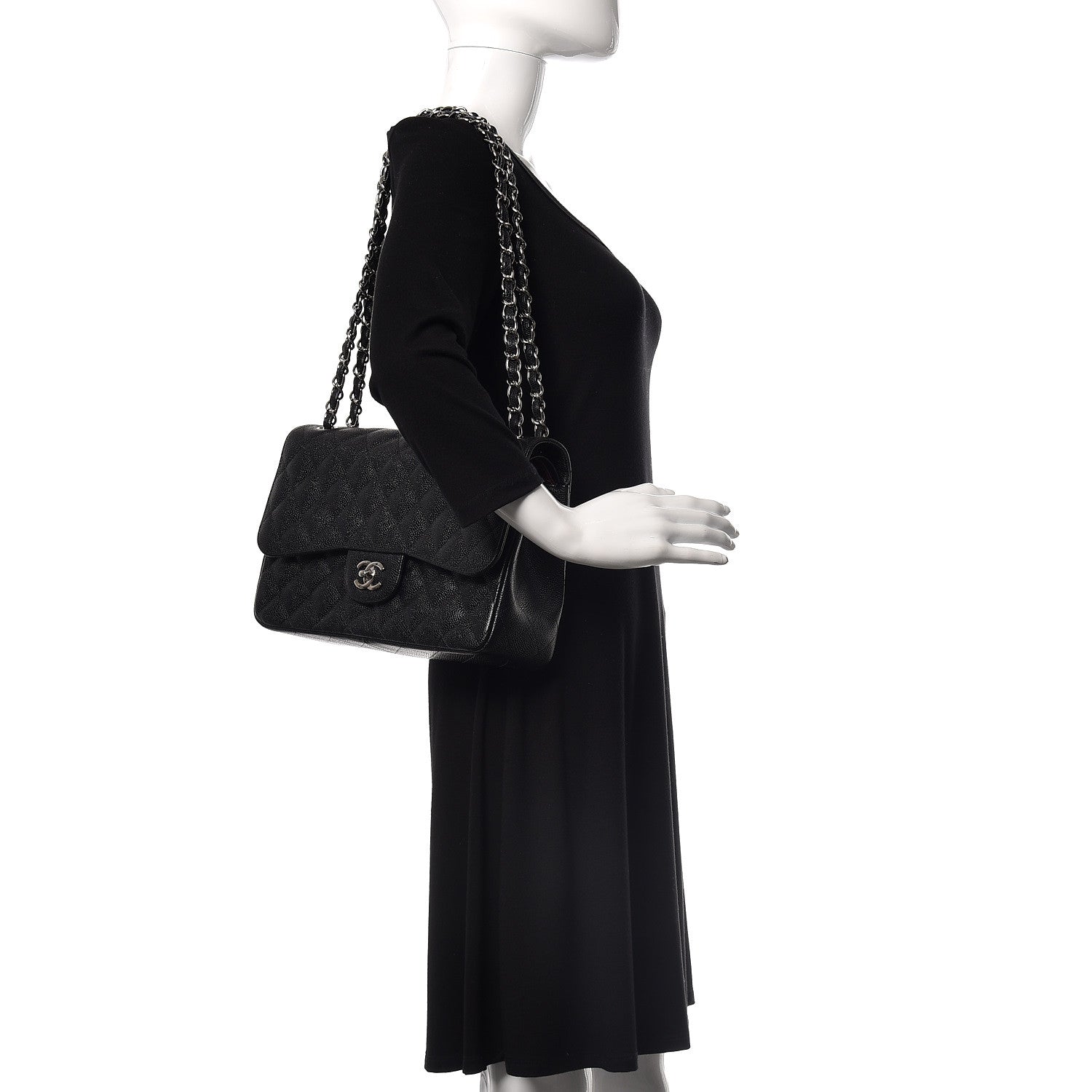 Chanel Caviar Quilted Jumbo Double Flap Black 2 of 10