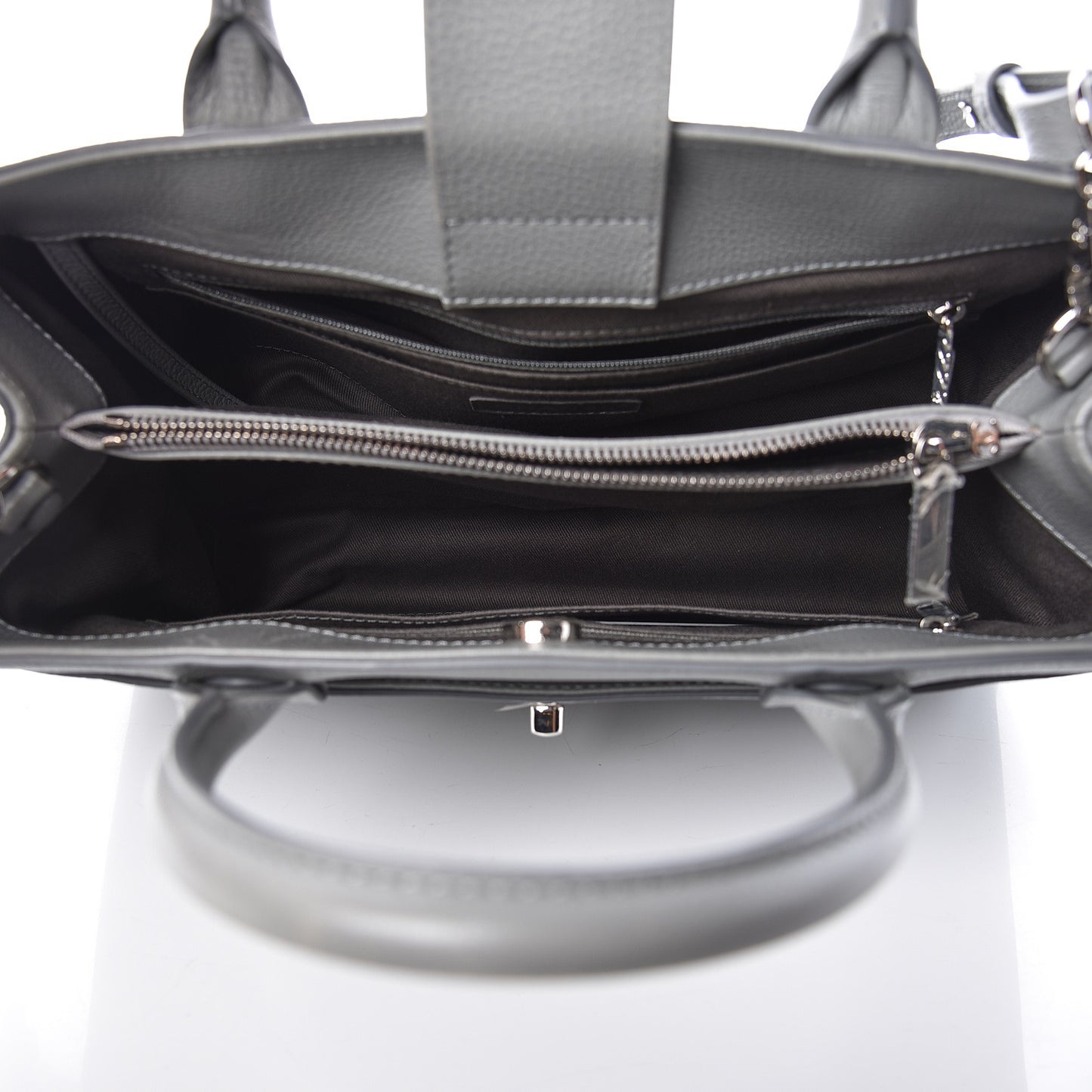 Grained Calfskin Small Neo Executive Shopper Tote Grey