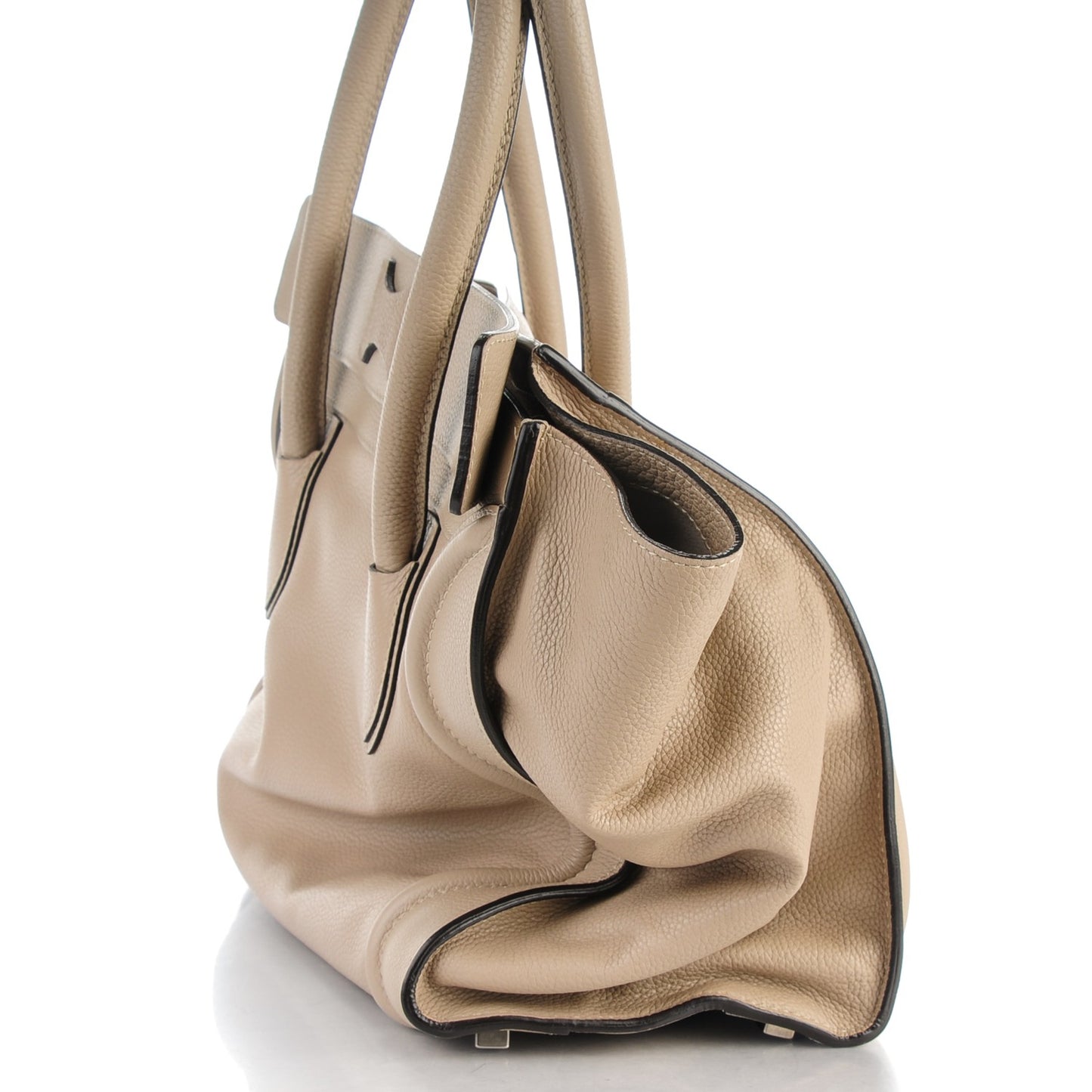 Drummed Calfskin Shoulder Luggage Dune