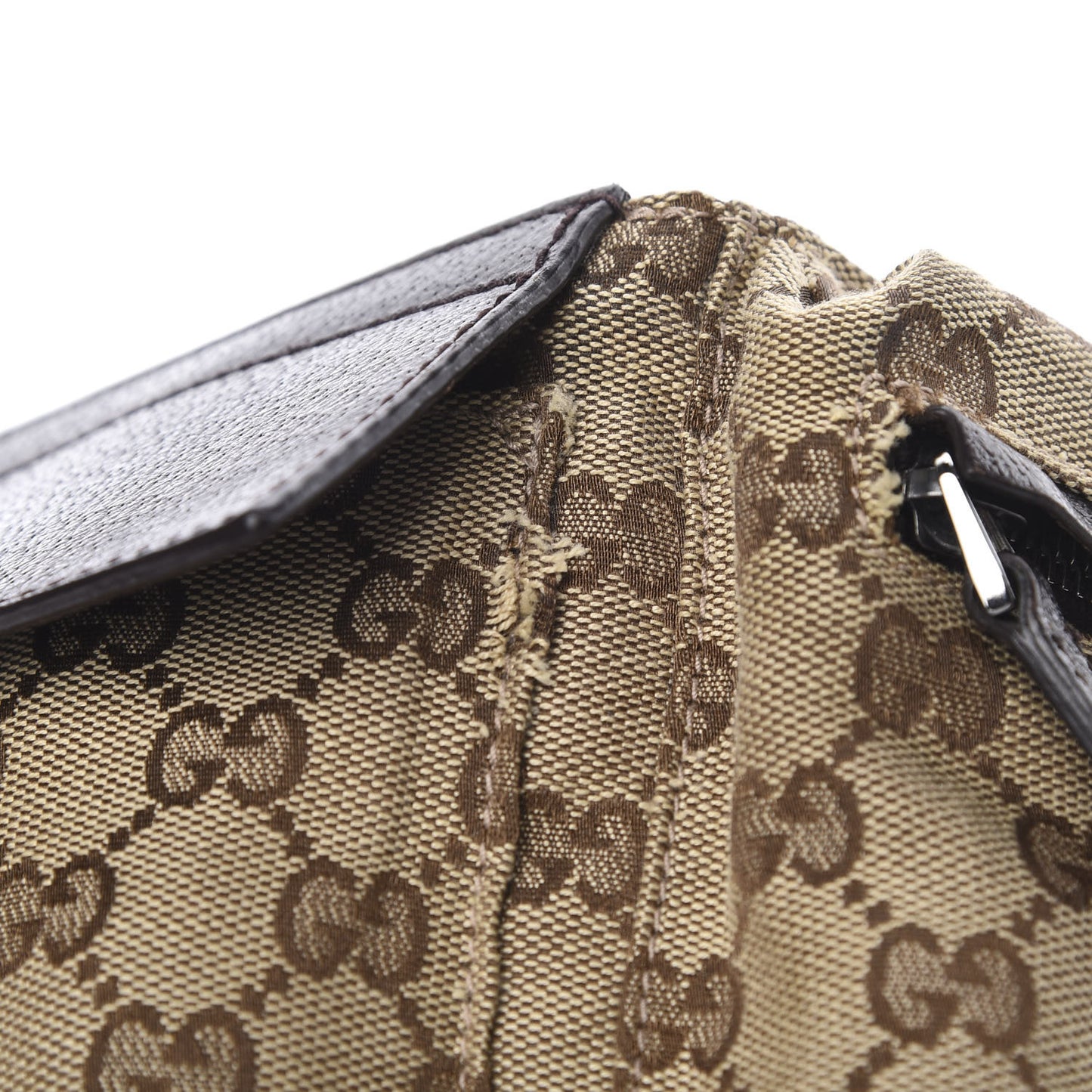 GG Monogram Web Double Pocket Belt Bag Dark Brown
