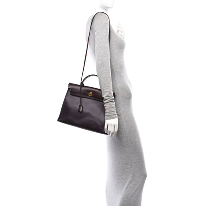 Hermes Toile H Berline Vache Hunter Herbag Zip PM 31 Cassis Ecru Black Rouge Sellier 2 of 11