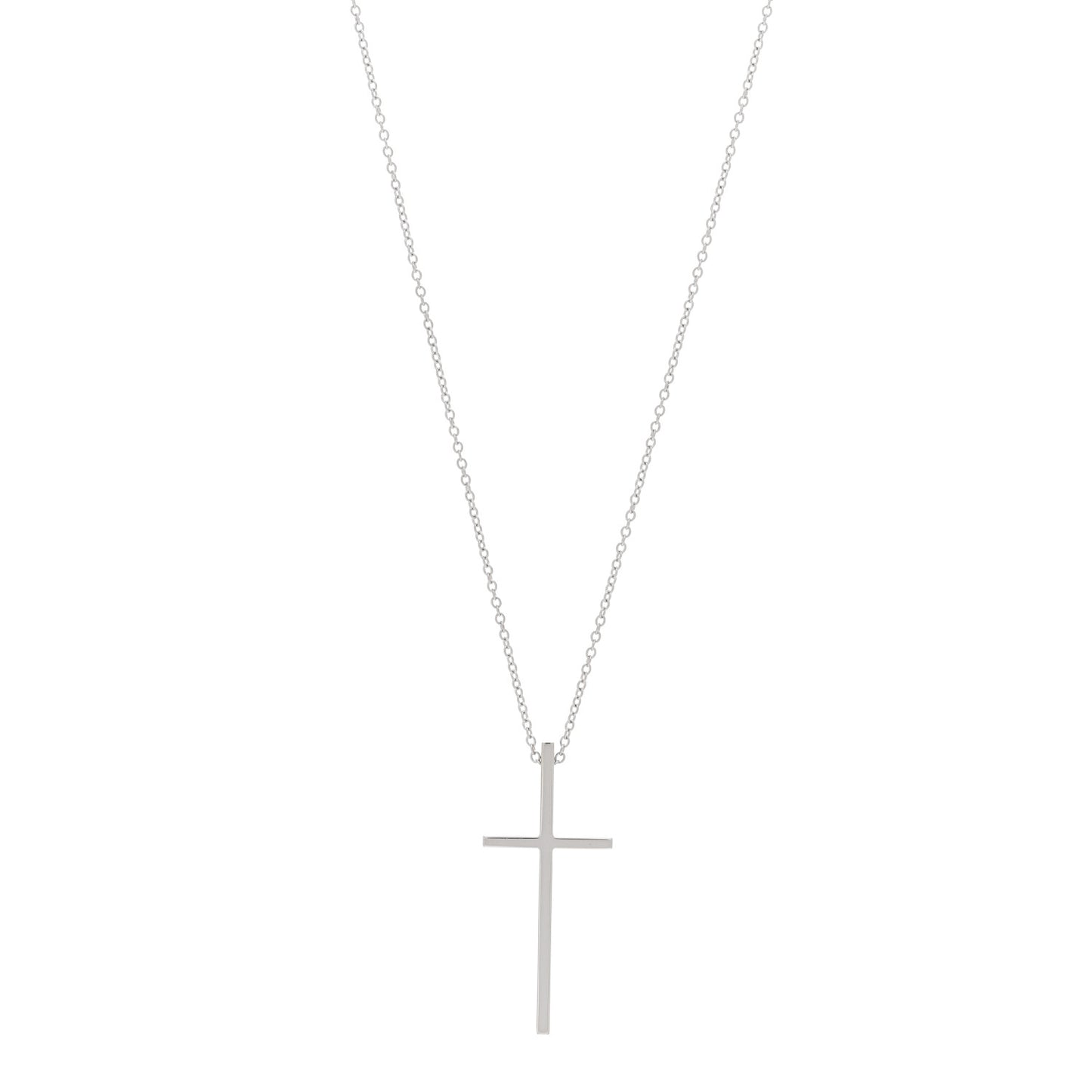 18K White Gold Metro Cross Pendant Necklace