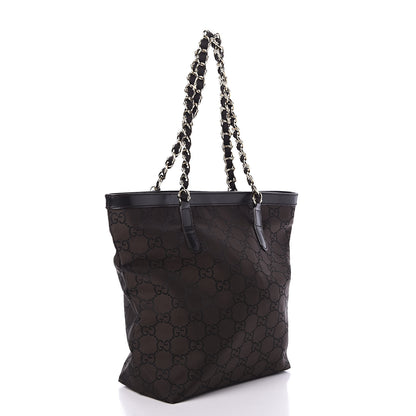 Gucci Nylon Monogram Chain Bucket Tote Brown 3 of 10