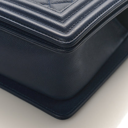 Chanel Caviar Quilted Medium Boy Flap Dark Navy Blue 9 of 9