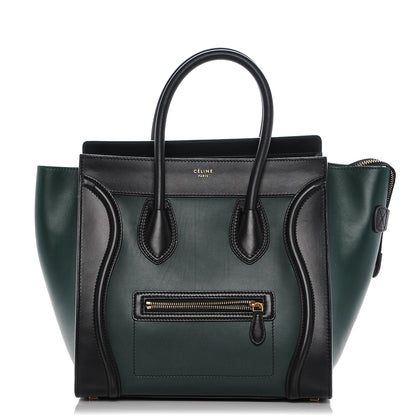 Celine Satin Calfskin Mini Bi-Color Luggage Bottle Green Black 1 of 7