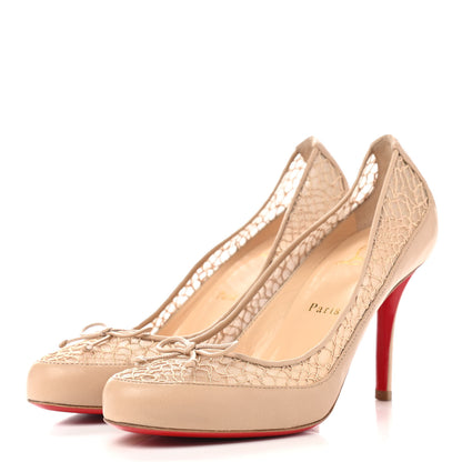 Christian Louboutin Nappa Dentelle Chainette Ladylace 85 Pumps 38.5 Nude 3 of 10