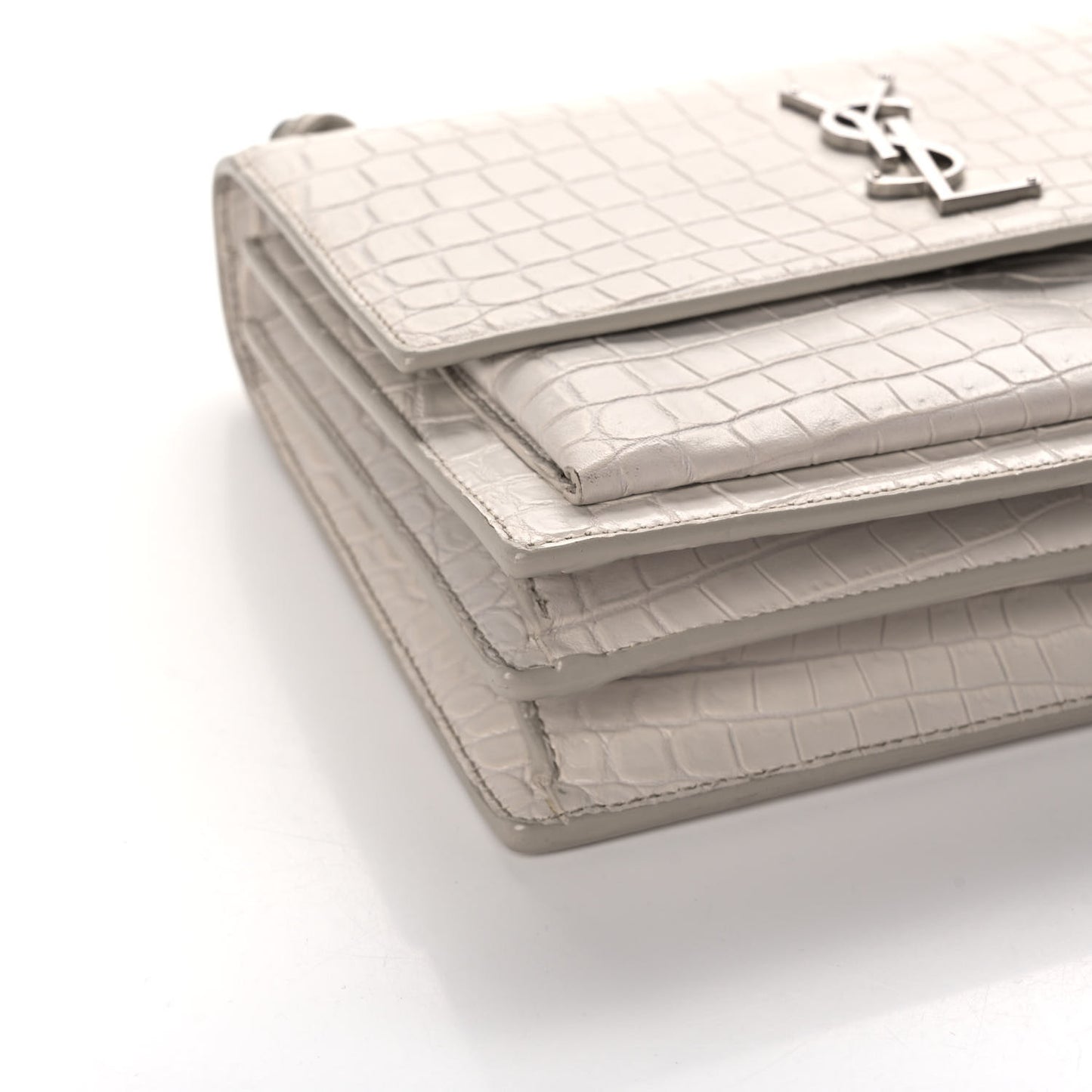 Calfskin Crocodile Embossed Medium Monogram Sunset Blanc Vintage