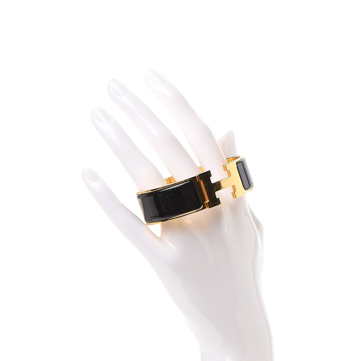 Hermes Enamel Wide Clic Clac H Bracelet GM Black 2 of 5