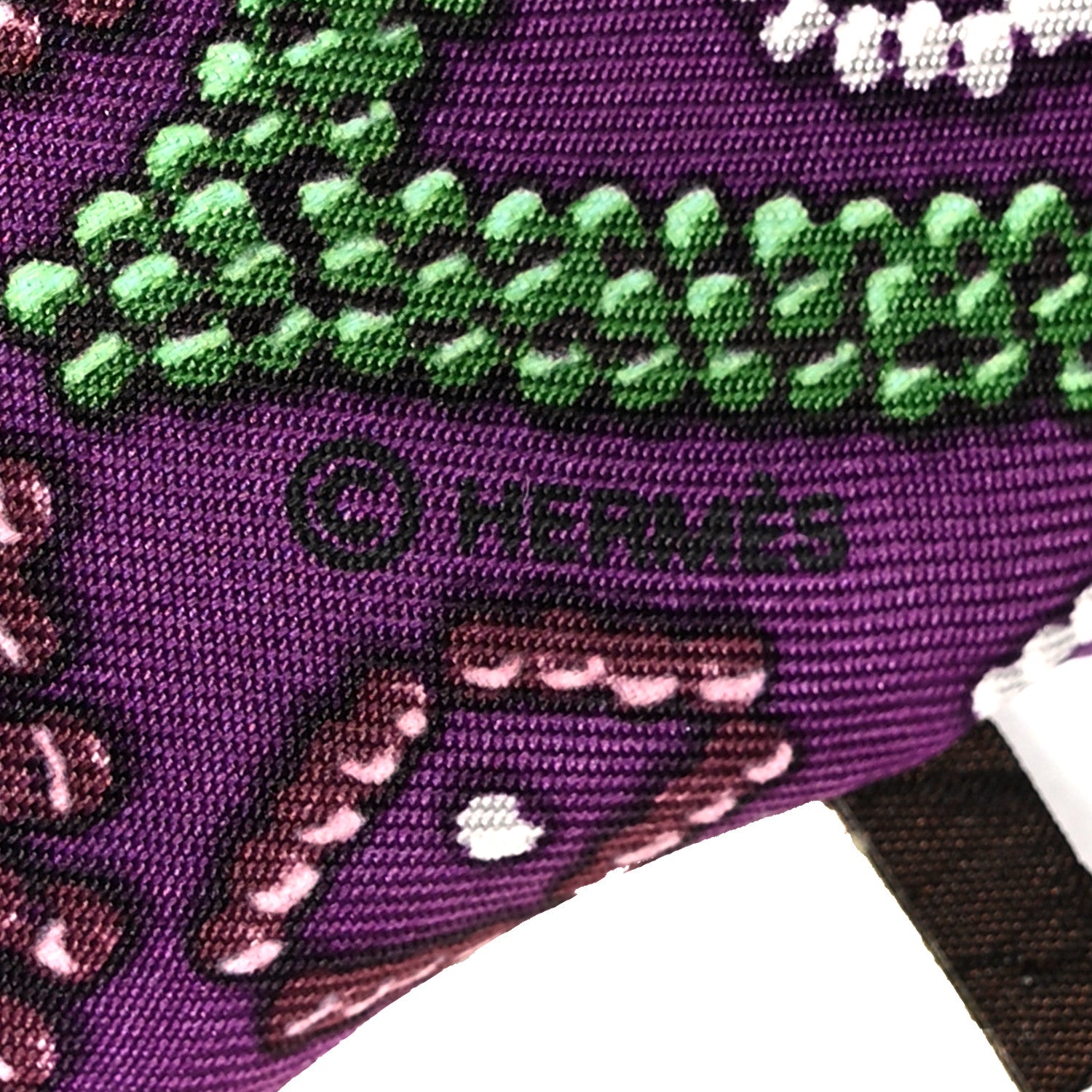 Hermes Silk Kelly En Perles Twilly Violet Vert Lie De Vin 3 of 4