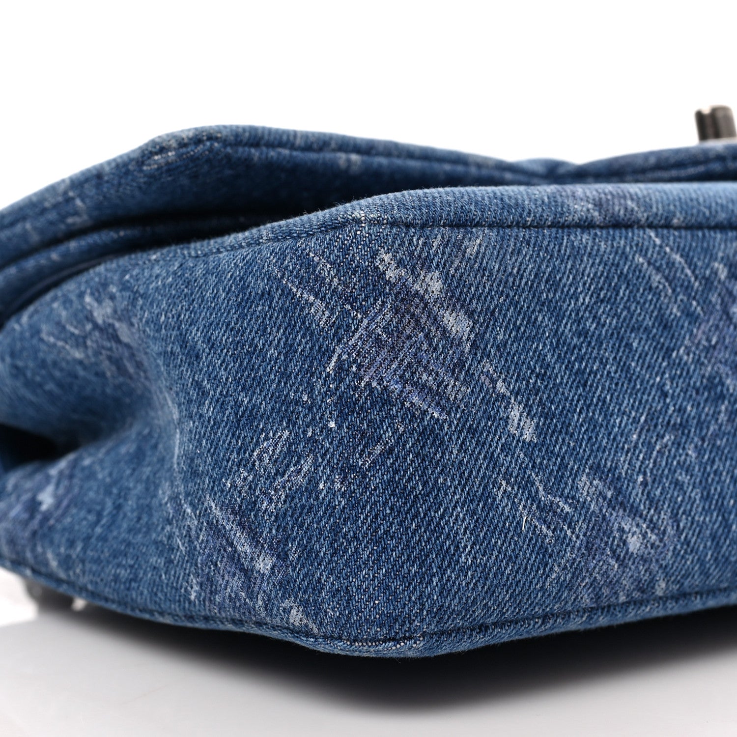 Chanel Denim Bleached Chain Medium Double Flap Blue 7 of 8