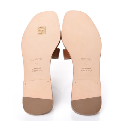 Hermes Box Calfskin Oran Sandals 39 Gold 5 of 8