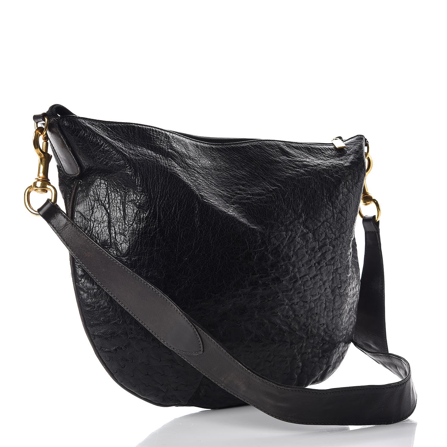 Gucci Ostrich Shoulder Bag Black 3 of 12