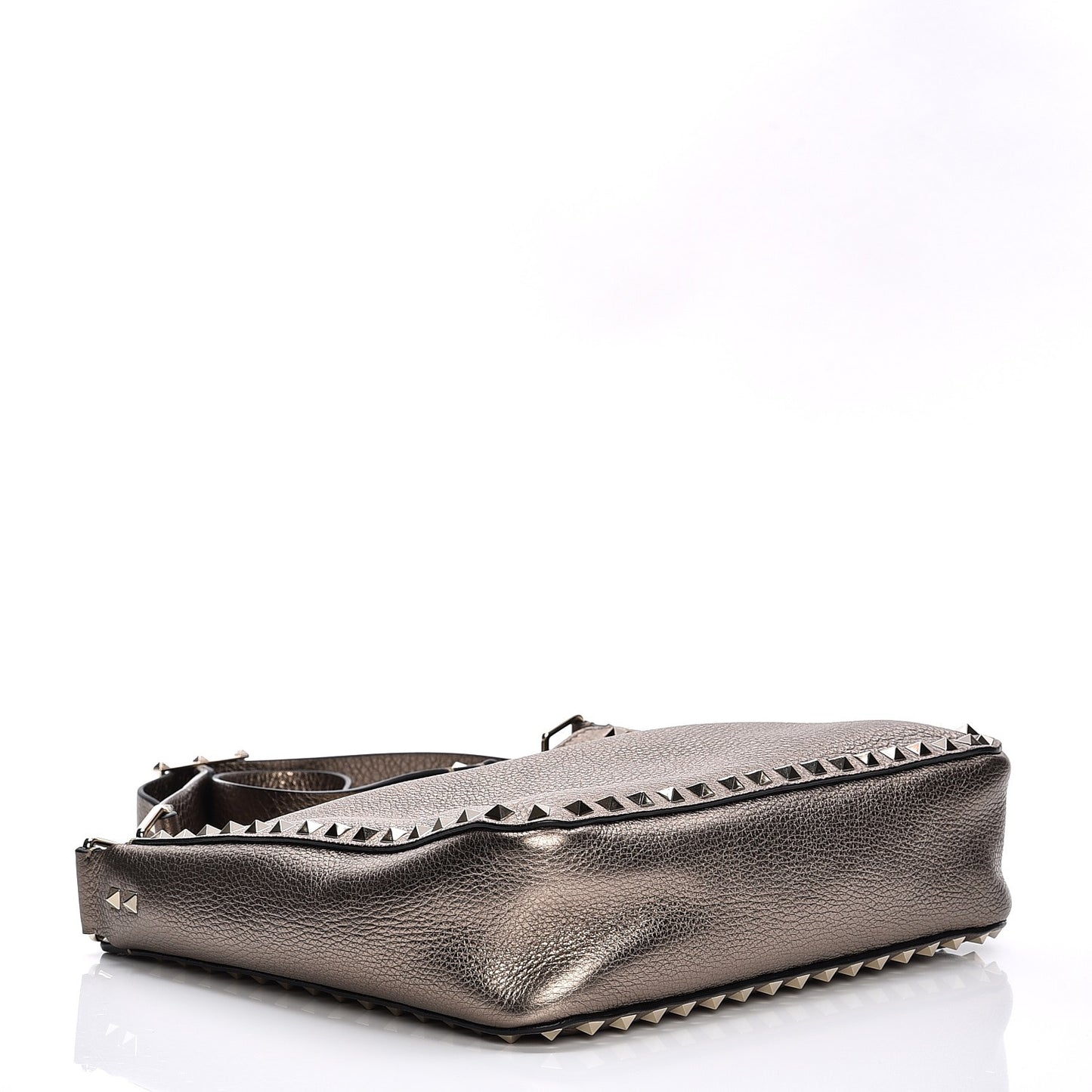 Metallic Pebbled Calfskin Small Rockstud Flip-Lock Messenger Bag Sasso