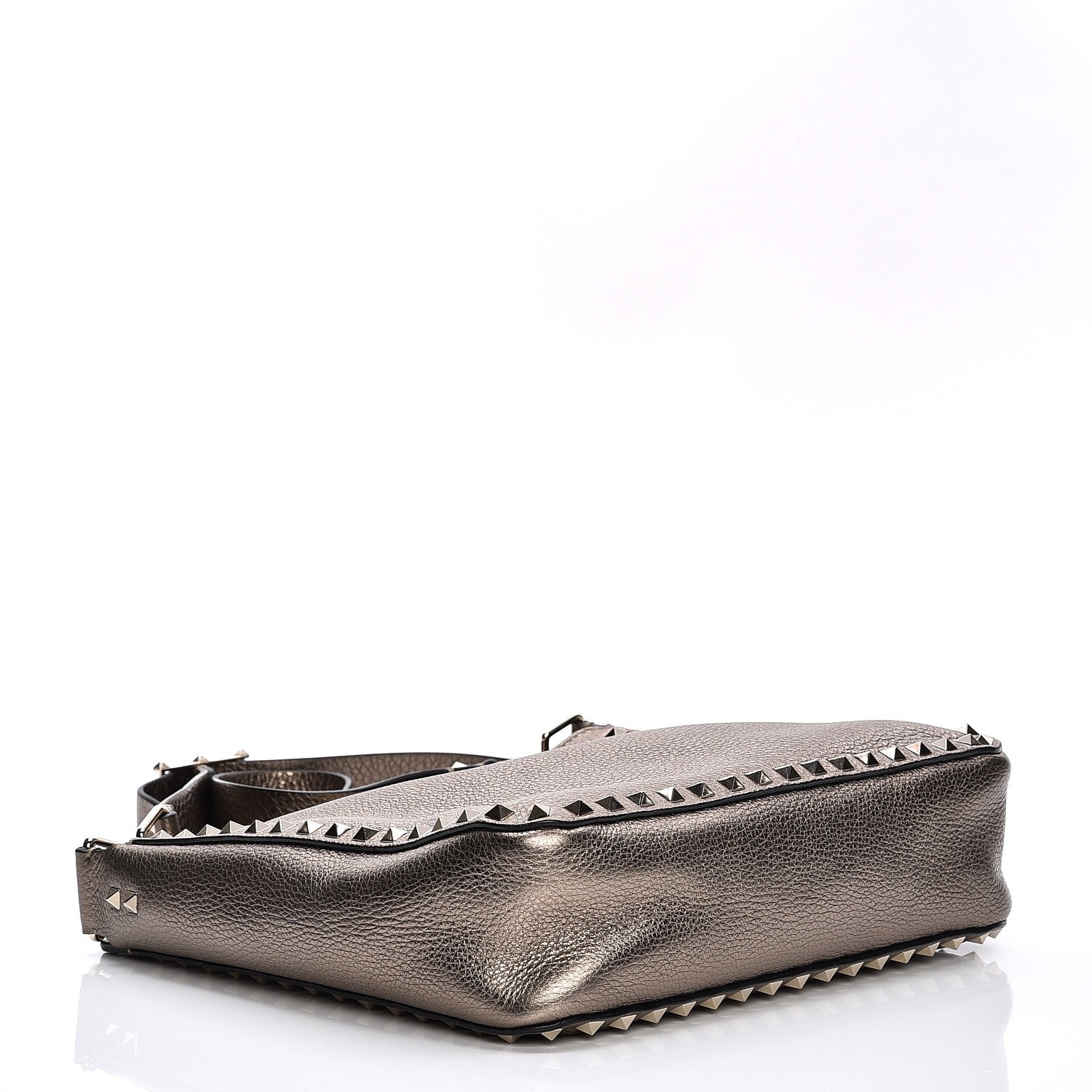 Valentino Garavani Metallic Pebbled Calfskin Small Rockstud Flip-Lock Messenger Bag Sasso 4 of 7