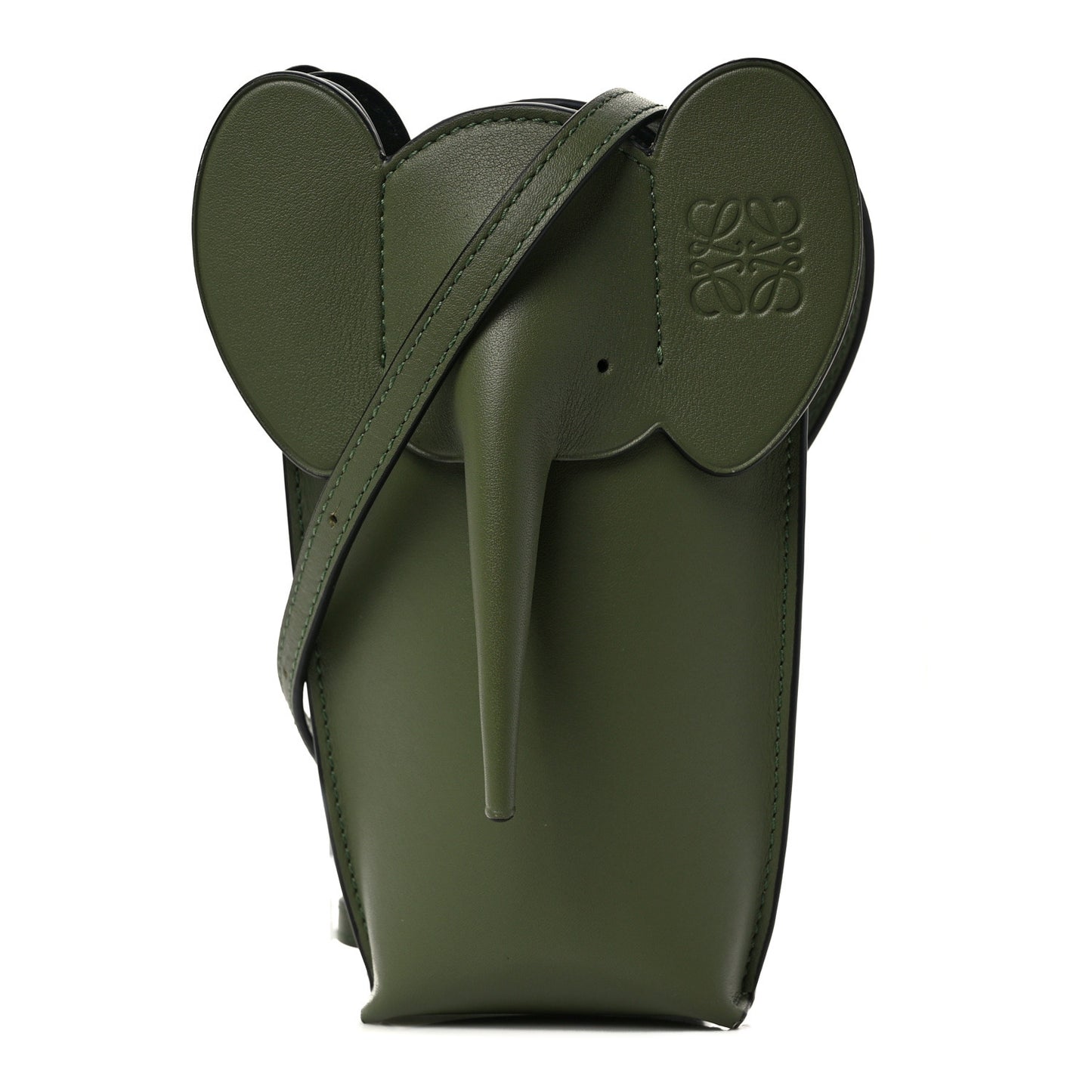 Calfskin Elephant Pouch Crossbody Bag Avocado