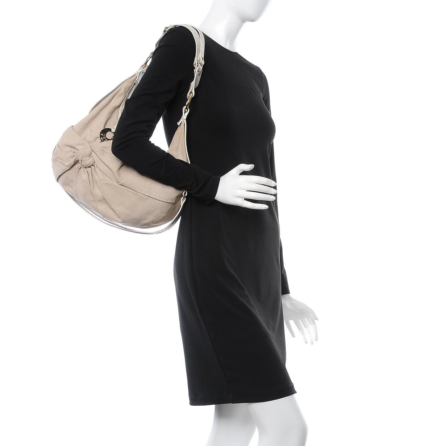 Canvas Knot Hobo Beige