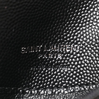 Saint Laurent Grain De Poudre Matelasse Chevron Monogram Compact Wallet Black 6 of 7