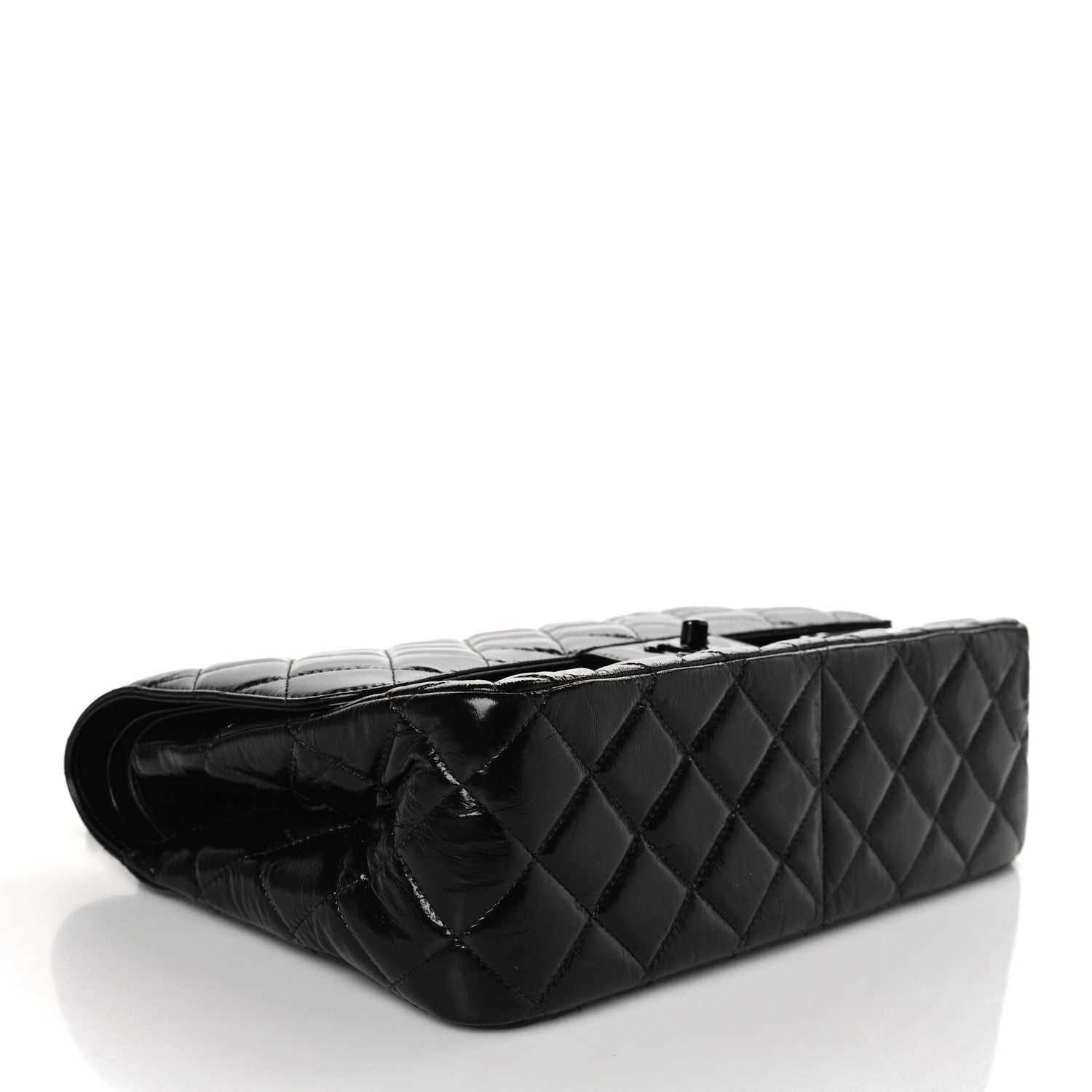 Chanel Shiny Distressed Calfskin Quilted Jumbo Double Flap So Black 3 of 8