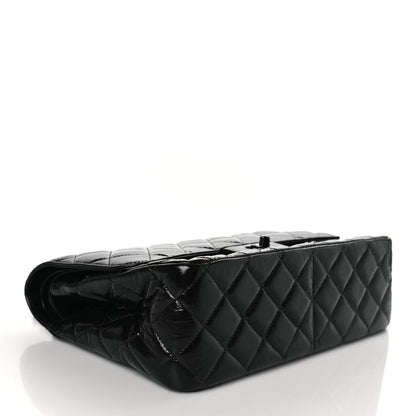 Chanel Shiny Distressed Calfskin Quilted Jumbo Double Flap So Black 3 of 8