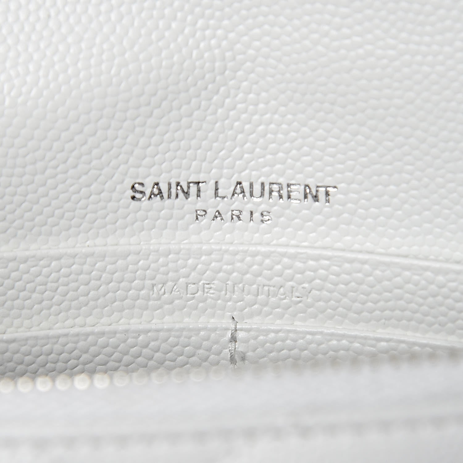 Saint Laurent Grain De Poudre Matelasse Chevron Monogram Envelope Chain Wallet Optical White 7 of 10