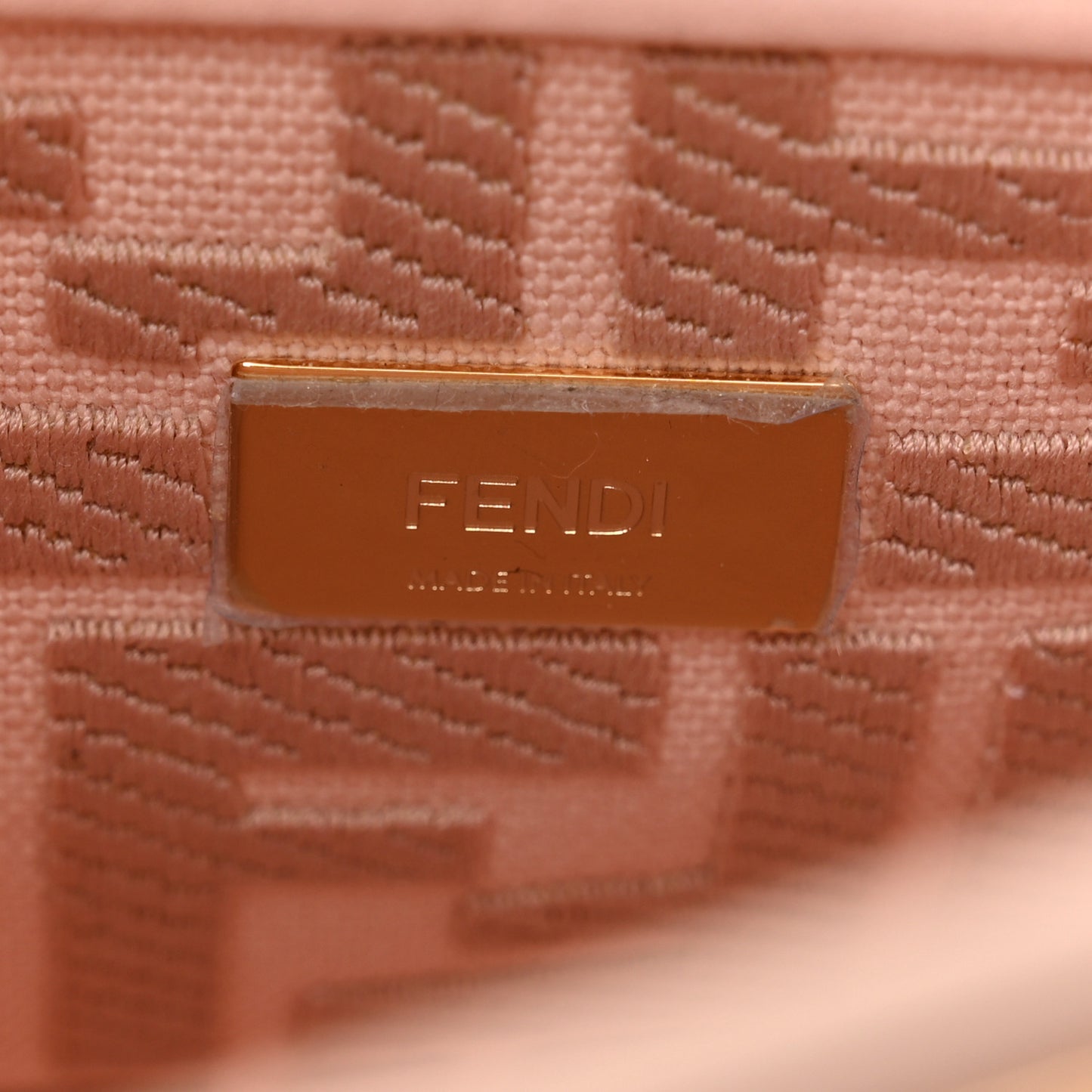 Vitello Seta Canvas FF Embroidered Mini Peekaboo Iconic Satchel Rosa Confetto