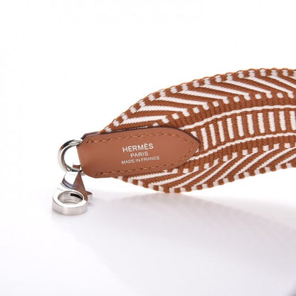 Hermes Toile Swift 50mm Sangle Cavale Shoulder Strap Ecru Beige Gold 3 of 6