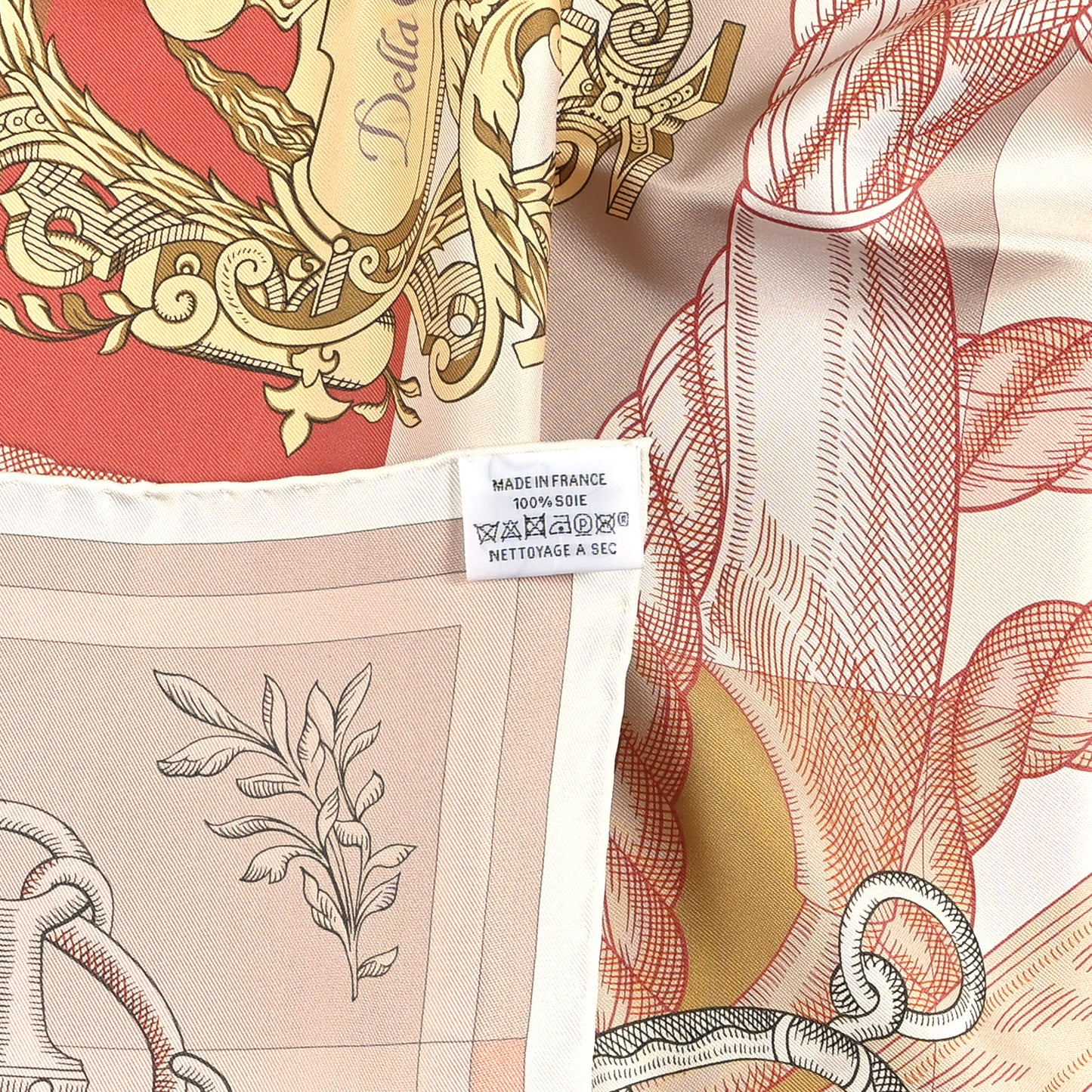 Silk Double Face Della Cavalleria Fine Scarf 90 White Rose Orange