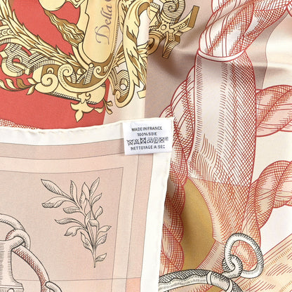 Hermes Silk Double Face Della Cavalleria Fine Scarf 90 White Rose Orange 4 of 6