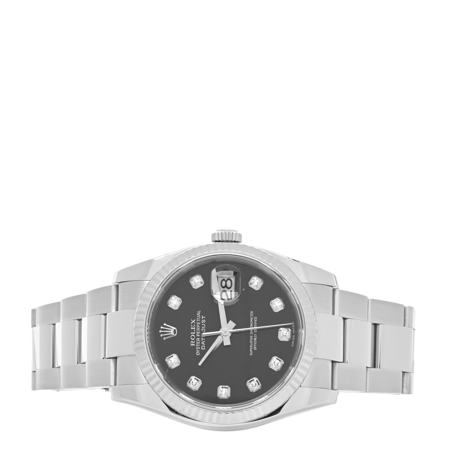 Stainless Steel 18K White Gold Diamond 36mm Oyster Perpetual Datejust Watch Black 116234