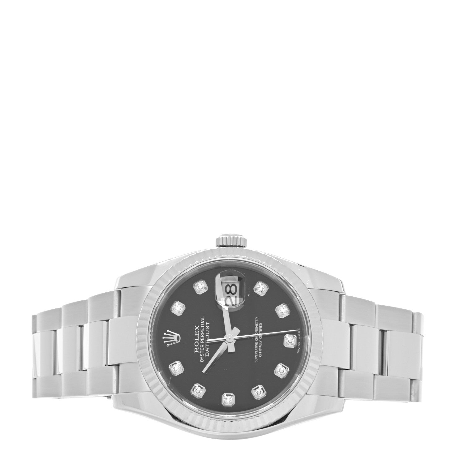 Rolex Stainless Steel 18K White Gold Diamond 36mm Oyster Perpetual Datejust Watch Black 116234 2 of 6