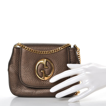 Gucci Metallic Pebbled Calfskin Small 1973 Chain Shoulder Bag Winter Leaf 3 of 13