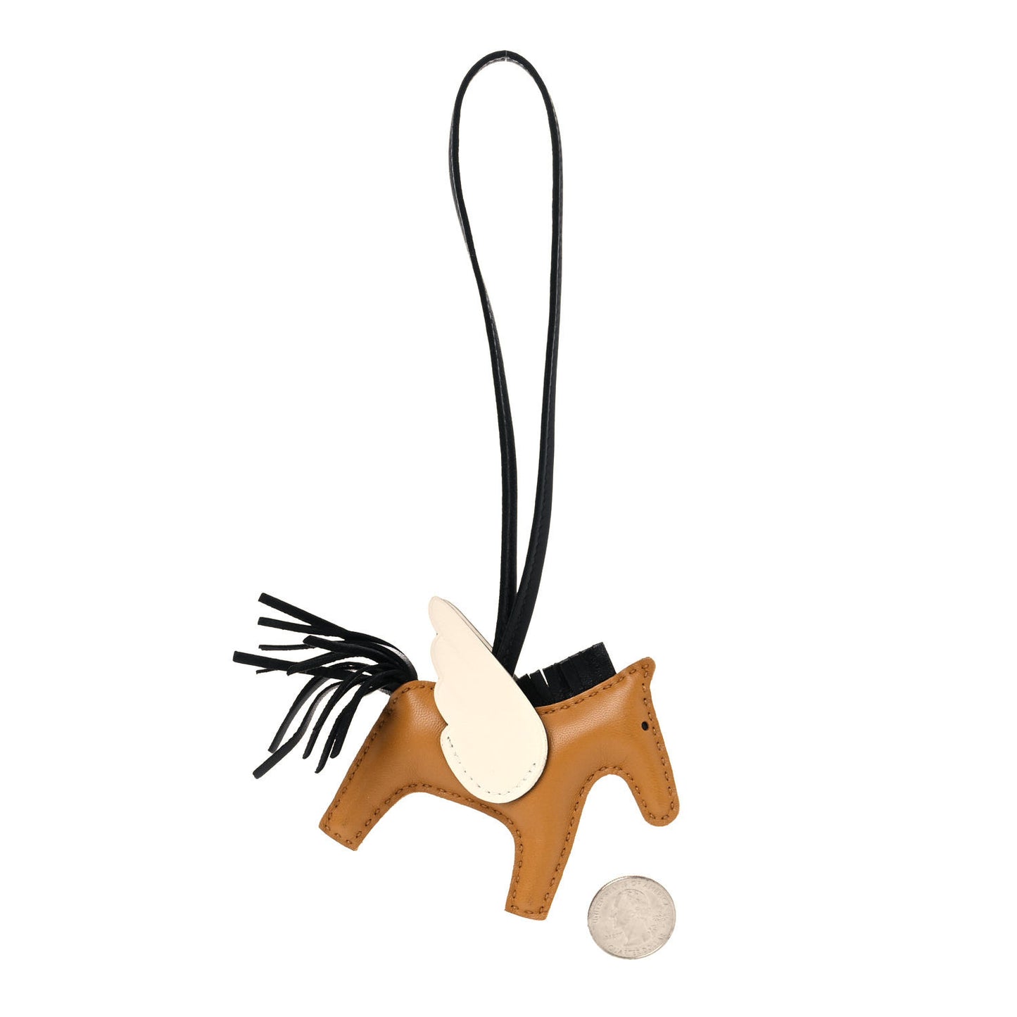 Milo Lambskin Grigri Rodeo Pegase Horse Bag Charm PM Sesame Black Nata