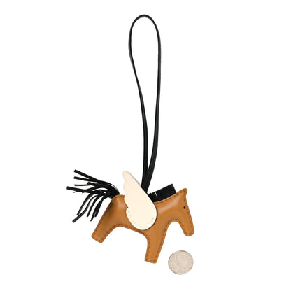 Hermes Milo Lambskin Grigri Rodeo Pegase Horse Bag Charm PM Sesame Black Nata 2 of 5