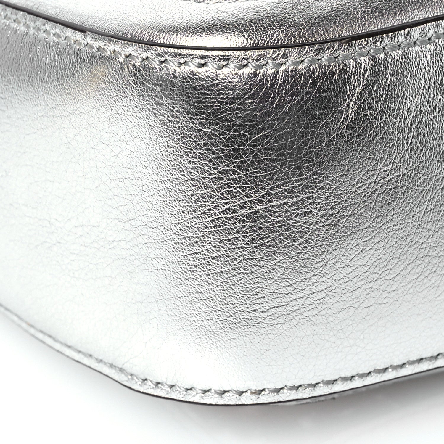 Fendi PVC Vitello Catalan Mirror Sequin FF Baguette Argento 9 of 11